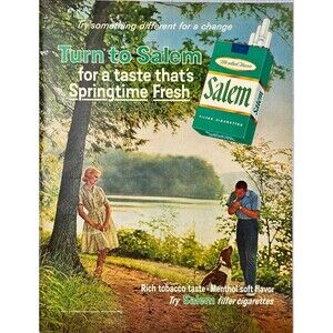 Salem Cigarettes "Rich Tobacco Taste-Menthol soft flavor" Vintage Print Ad 1966